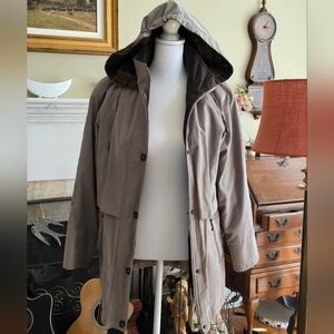 Liz Claiborne Small Petite Short Lined Trench Coat, Removable Liner & Hood